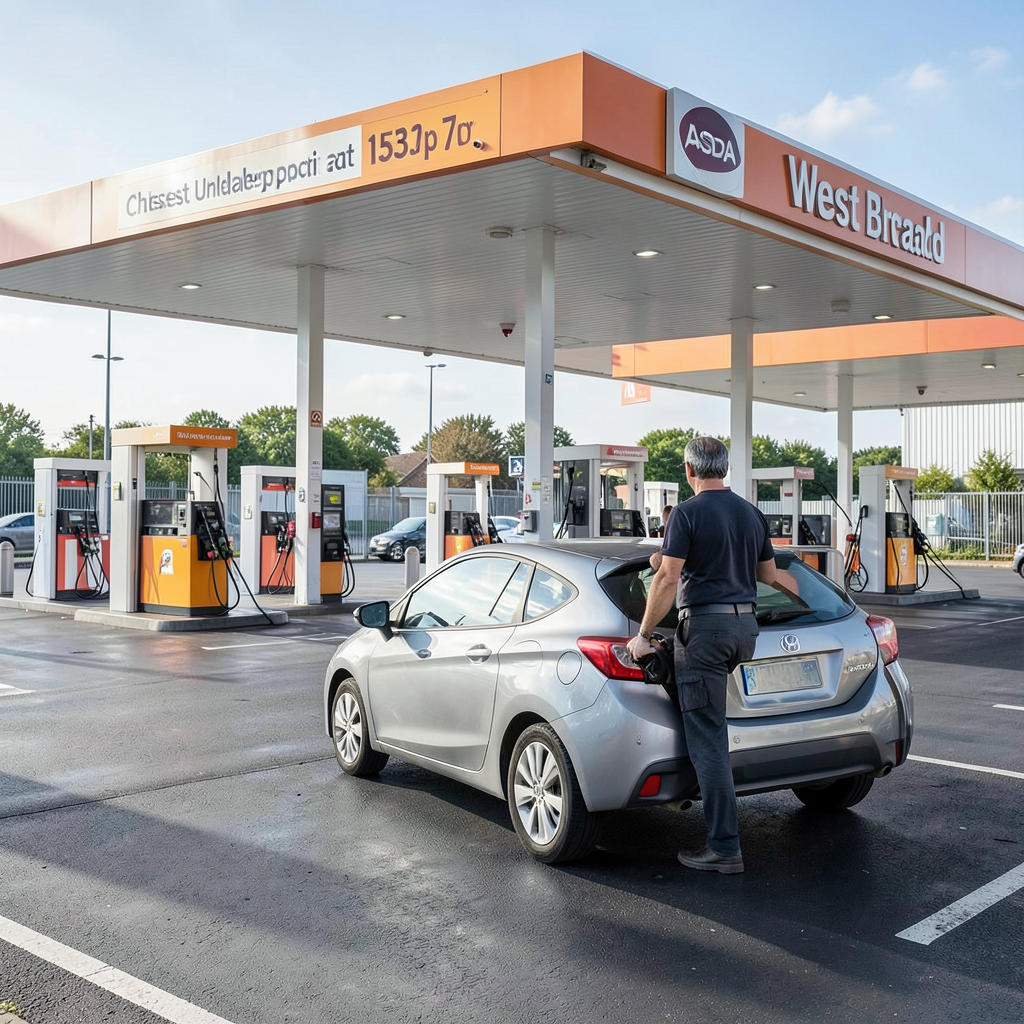 ASDA West Bradford offers cheapest unleaded at 153.7p around Bradford